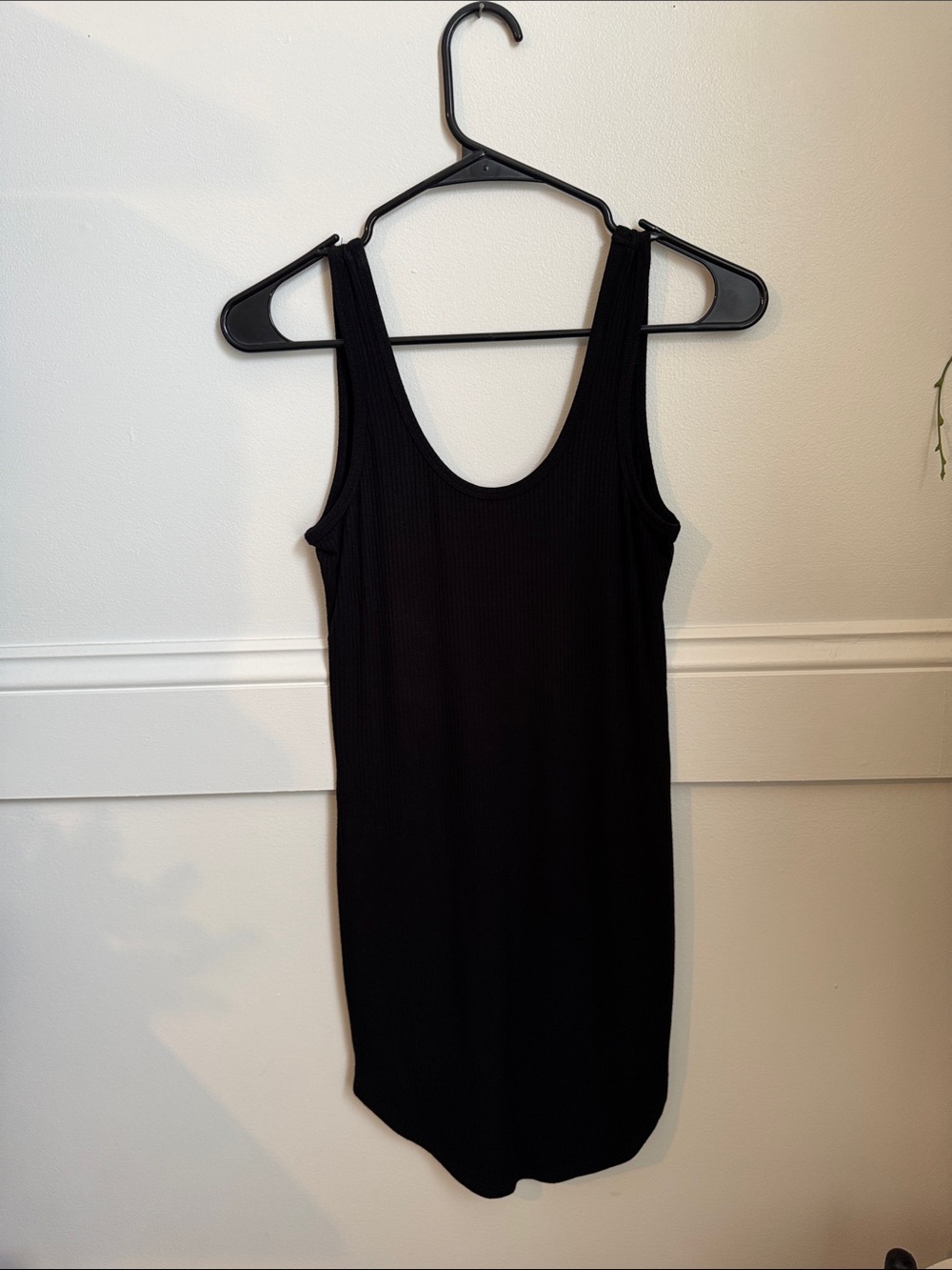 Bozzolo Black Ribbed Mini Tank Dress